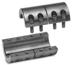Climax Metal Products - 50mm Inside x 85mm Outside Diam, Metric Two Piece Clamping Rigid Coupling with Keyway - 124mm Long x 14mm Keyway Width x 3.8mm Keyway Depth - Eagle Tool & Supply