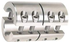 Climax Metal Products - 10mm Inside x 29mm Outside Diam, Metric Two Piece Clamping Rigid Coupling with Keyway - 45mm Long x 3mm Keyway Width x 1.4mm Keyway Depth - Eagle Tool & Supply