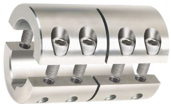 Climax Metal Products - 35mm Inside x 67mm Outside Diam, Metric Two Piece Clamping Rigid Coupling with Keyway - Eagle Tool & Supply