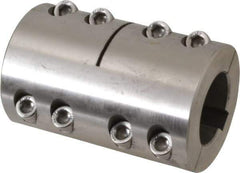 Climax Metal Products - 30mm Inside x 53mm Outside Diam, Metric Two Piece Clamping Rigid Coupling with Keyway - 83mm Long x 10mm Keyway Width x 3.3mm Keyway Depth - Eagle Tool & Supply