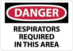 NMC - "Danger - Respirators Required in This Area", 7" Long x 10" Wide, Pressure-Sensitive Vinyl Safety Sign - Rectangle, 0.004" Thick, Use for Accident Prevention - Eagle Tool & Supply