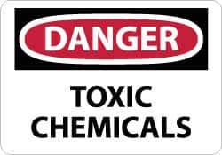 NMC - "Danger - Toxic Chemicals", 7" Long x 10" Wide, Pressure-Sensitive Vinyl Safety Sign - Rectangle, 0.004" Thick, Use for Hazardous Materials - Eagle Tool & Supply