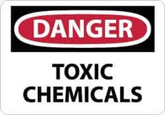NMC - "Danger - Toxic Chemicals", 7" Long x 10" Wide, Pressure-Sensitive Vinyl Safety Sign - Rectangle, 0.004" Thick, Use for Hazardous Materials - Eagle Tool & Supply