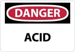 NMC - "Danger - Acid", 7" Long x 10" Wide, Rigid Plastic Safety Sign - Rectangle, 0.05" Thick, Use for Hazardous Materials - Eagle Tool & Supply