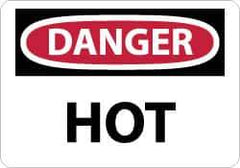 NMC - "Danger - Hot", 7" Long x 10" Wide, Pressure-Sensitive Vinyl Safety Sign - Rectangle, 0.004" Thick, Use for Hazardous Materials - Eagle Tool & Supply