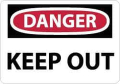 NMC - "Danger - Keep Out", 7" Long x 10" Wide, Pressure-Sensitive Vinyl Safety Sign - Rectangle, 0.004" Thick, Use for Accident Prevention - Eagle Tool & Supply