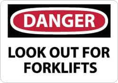 NMC - "Danger - Look Out for Forklifts", 7" Long x 10" Wide, Rigid Plastic Safety Sign - Rectangle, 0.05" Thick, Use for Accident Prevention - Eagle Tool & Supply
