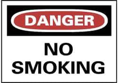 NMC - "Danger - No Smoking", 10" Long x 14" Wide, Rigid Plastic Safety Sign - Rectangle, 0.05" Thick, Use for Accident Prevention - Eagle Tool & Supply