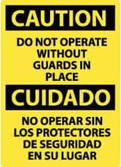 NMC - "Caution - Do Not Operate without Guards in Place", 20" Long x 14" Wide, Rigid Plastic Safety Sign - Rectangle, 0.05" Thick, Use for Accident Prevention - Eagle Tool & Supply