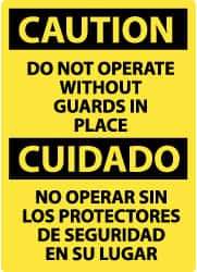 NMC - "Caution - Do Not Operate without Guards in Place", 14" Long x 10" Wide, Rigid Plastic Safety Sign - Rectangle, 0.05" Thick, Use for Accident Prevention - Eagle Tool & Supply