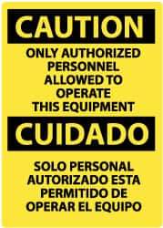 NMC - "Caution - Only Authorized Personnel Allowed to Operate This Equipment", 20" Long x 14" Wide, Rigid Plastic Safety Sign - Rectangle, 0.05" Thick, Use for Security & Admittance - Eagle Tool & Supply