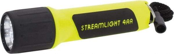 Streamlight - White LED Bulb, 67 Lumens, Industrial/Tactical Flashlight - Black, Yellow Plastic Body, 4 AA Alkaline Batteries Included - Eagle Tool & Supply