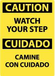 NMC - "Caution - Watch Your Step", 20" Long x 14" Wide, Rigid Plastic Safety Sign - Rectangle, 0.05" Thick, Use for Accident Prevention - Eagle Tool & Supply