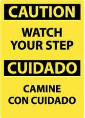 NMC - "Caution - Watch Your Step", 14" Long x 10" Wide, Rigid Plastic Safety Sign - Rectangle, 0.05" Thick, Use for Accident Prevention - Eagle Tool & Supply