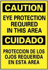 NMC - "Caution - Eye Protection Required in This Area", 14" Long x 10" Wide, Rigid Plastic Safety Sign - Rectangle, 0.05" Thick, Use for Accident Prevention - Eagle Tool & Supply