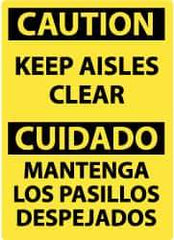 NMC - "Caution - Keep Aisles Clear", 20" Long x 14" Wide, Pressure-Sensitive Vinyl Safety Sign - Rectangle, 0.004" Thick, Use for Accident Prevention - Eagle Tool & Supply