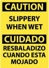 NMC - "Caution - Slippery When Wet", 20" Long x 14" Wide, Rigid Plastic Safety Sign - Rectangle, 0.05" Thick, Use for Accident Prevention - Eagle Tool & Supply
