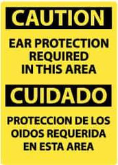 NMC - "Caution - Ear Protection Required in This Area", 14" Long x 10" Wide, Pressure-Sensitive Vinyl Safety Sign - Rectangle, 0.004" Thick, Use for Accident Prevention - Eagle Tool & Supply