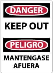 NMC - "Danger - Keep Out", 14" Long x 10" Wide, Pressure-Sensitive Vinyl Safety Sign - Rectangle, 0.004" Thick, Use for Accident Prevention - Eagle Tool & Supply