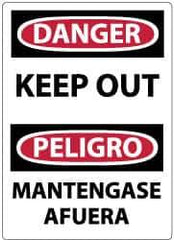 NMC - "Danger - Keep Out", 14" Long x 10" Wide, Pressure-Sensitive Vinyl Safety Sign - Rectangle, 0.004" Thick, Use for Accident Prevention - Eagle Tool & Supply