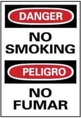 NMC - "Danger - No Smoking", 14" Long x 10" Wide, Rigid Plastic Safety Sign - Rectangle, 0.05" Thick, Use for Accident Prevention - Eagle Tool & Supply