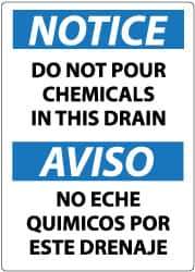 NMC - "Notice - Do Not Pour Chemicals in This Drain", 14" Long x 10" Wide, Pressure-Sensitive Vinyl Safety Sign - Rectangle, 0.004" Thick, Use for Hazardous Materials - Eagle Tool & Supply
