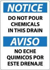 NMC - "Notice - Do Not Pour Chemicals in This Drain", 14" Long x 10" Wide, Pressure-Sensitive Vinyl Safety Sign - Rectangle, 0.004" Thick, Use for Hazardous Materials - Eagle Tool & Supply