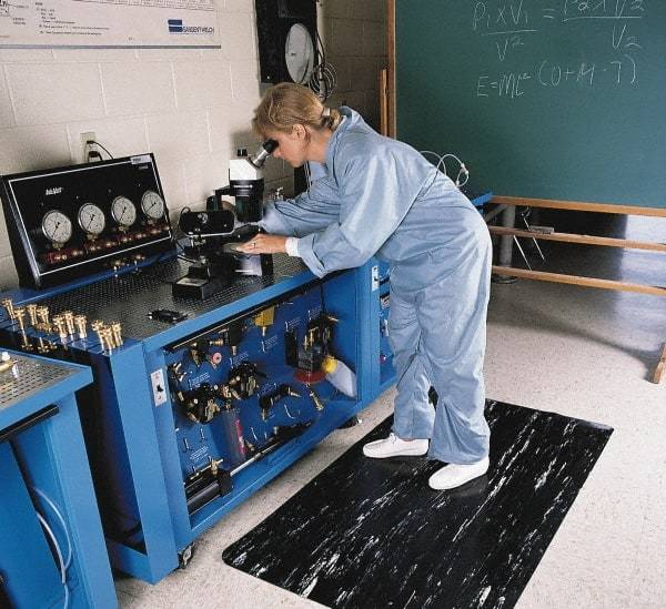 Wearwell - 3' Long x 2' Wide, Dry Environment, Anti-Fatigue Matting - Blue, Vinyl with Nitrile Blend Base, Beveled on 4 Sides - Eagle Tool & Supply