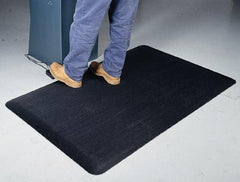 Wearwell - 3' Long x 2' Wide, Dry Environment, Anti-Fatigue Modular Matting System - Black with Yellow Borders, Vinyl with Vinyl Sponge Base, Beveled on 4 Sides - Eagle Tool & Supply