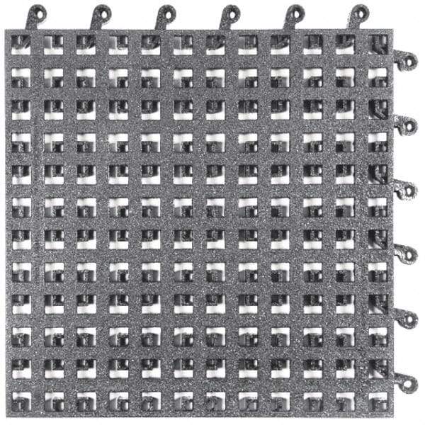 Wearwell - 18" Long x 18" Wide x 7/8" Thick, Anti-Fatigue Modular Matting Solid Grid - Male & Female, 4 Interlocking Sides, Black, For Dry Areas, Series 563 - Eagle Tool & Supply