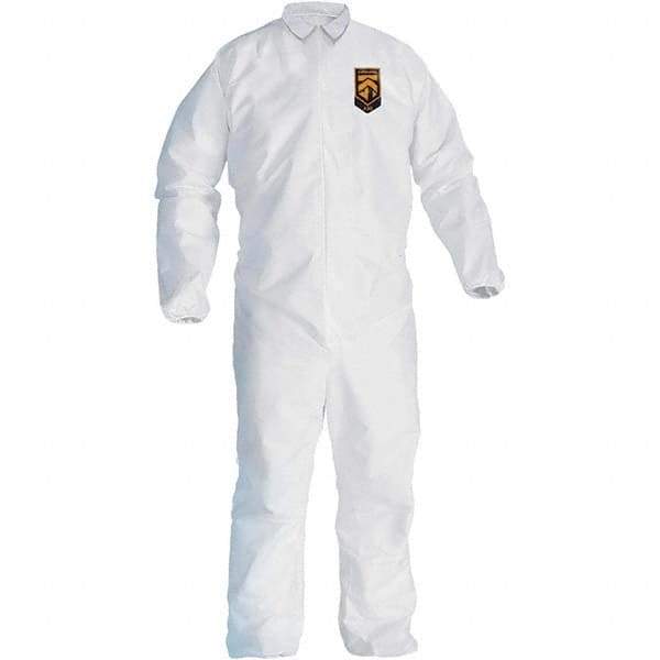 KleenGuard - Size 2XL SMS General Purpose Coveralls - White, Zipper Closure, Elastic Cuffs, Elastic Ankles, Seamless - Eagle Tool & Supply