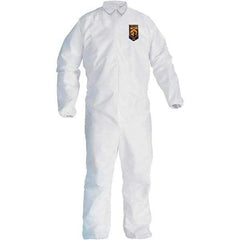 KleenGuard - Size 2XL SMS General Purpose Coveralls - White, Zipper Closure, Elastic Cuffs, Elastic Ankles, Seamless - Eagle Tool & Supply