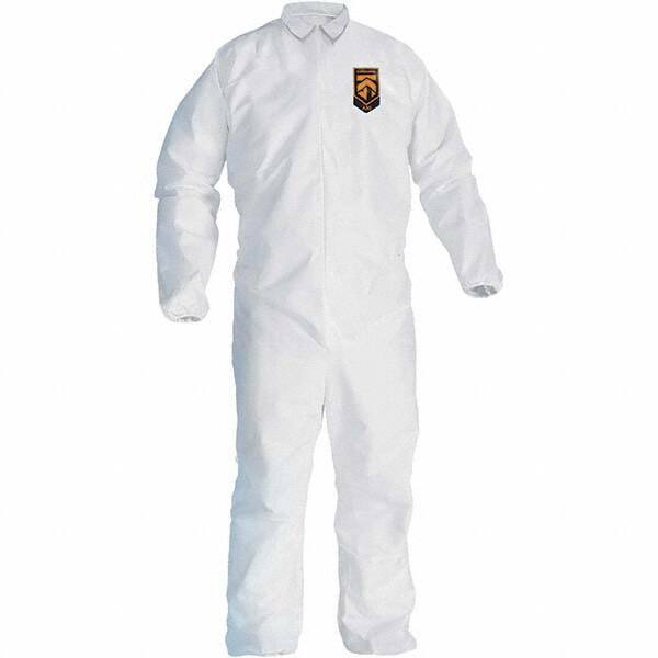 KleenGuard - Size 3XL SMS General Purpose Coveralls - White, Zipper Closure, Elastic Cuffs, Elastic Ankles, Seamless - Eagle Tool & Supply