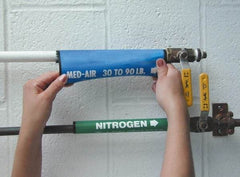 NMC - Pipe Marker with Cooling Water Supply Legend and Arrow Graphic - 2-1/2 to 3-1/4" Pipe Outside Diam, White on Green - Eagle Tool & Supply