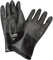 North - Size 2XL (11), 11" Long, 16 mil Thick, Butyl Chemical Resistant Gloves - Rough Finish, Rolled Cuff, Black, FDA Approved - Eagle Tool & Supply