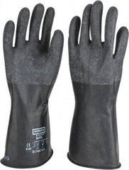 North - Size XL (10), 14" Long, 17 mil Thick, Butyl Chemical Resistant Gloves - Textured Finish, Rolled Cuff, Black - Eagle Tool & Supply