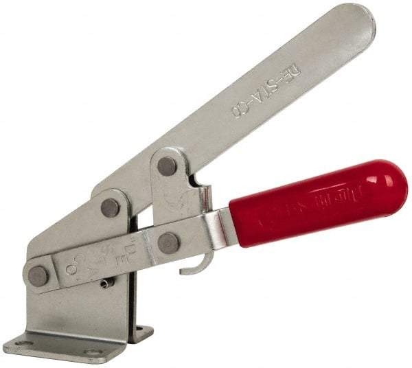 De-Sta-Co - 1,200 Lb Holding Capacity, Vertical Handle, Manual Hold Down Toggle Clamp - 72° Handle Movement, 140° Bar Opening, Solid Bar, Flanged Base, Carbon Steel - Eagle Tool & Supply