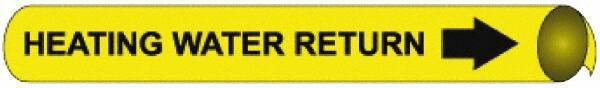 NMC - Pipe Marker with Heating Water Return Legend and Arrow Graphic - 10 to 10" Pipe Outside Diam, Black on Yellow - Eagle Tool & Supply