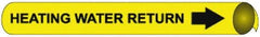 NMC - Pipe Marker with Heating Water Return Legend and Arrow Graphic - 6 to 8" Pipe Outside Diam, Black on Yellow - Eagle Tool & Supply