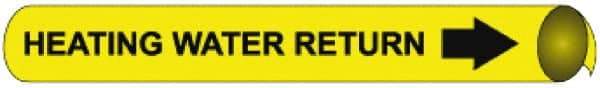 NMC - Pipe Marker with Heating Water Return Legend and Arrow Graphic - 4-5/8 to 5-7/8" Pipe Outside Diam, Black on Yellow - Eagle Tool & Supply