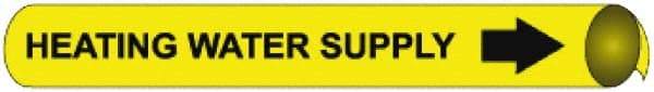 NMC - Pipe Marker with Heating Water Supply Legend and Arrow Graphic - 4-5/8 to 5-7/8" Pipe Outside Diam, Black on Yellow - Eagle Tool & Supply