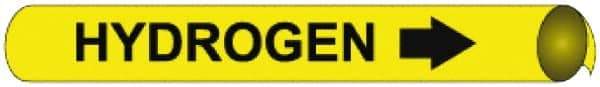 NMC - Pipe Marker with Hydrogen Legend and Arrow Graphic - 8 to 10" Pipe Outside Diam, Black on Yellow - Eagle Tool & Supply