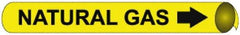 NMC - Pipe Marker with Natural Gas Legend and Arrow Graphic - 2-1/2 to 3-1/4" Pipe Outside Diam, Black on Yellow - Eagle Tool & Supply