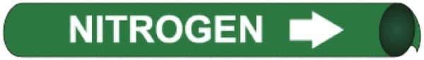 NMC - Pipe Marker with Nitrogen Legend and Arrow Graphic - 8 to 10" Pipe Outside Diam, White on Green - Eagle Tool & Supply
