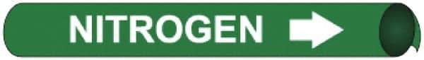 NMC - Pipe Marker with Nitrogen Legend and Arrow Graphic - 10 to 10" Pipe Outside Diam, White on Green - Eagle Tool & Supply