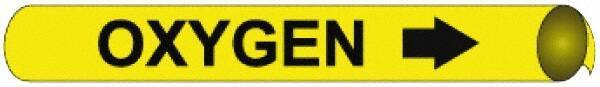 NMC - Pipe Marker with Oxygen Legend and Arrow Graphic - 10 to 10" Pipe Outside Diam, Black on Yellow - Eagle Tool & Supply