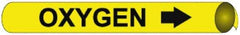 NMC - Pipe Marker with Oxygen Legend and Arrow Graphic - 8 to 10" Pipe Outside Diam, Black on Yellow - Eagle Tool & Supply