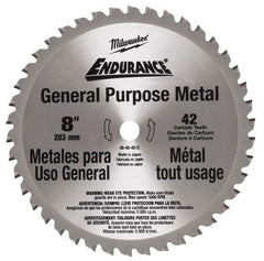 Milwaukee Tool - 8" Diam, 42 Tooth Wet & Dry Cut Saw Blade - Carbide-Tipped, Standard Round Arbor - Eagle Tool & Supply