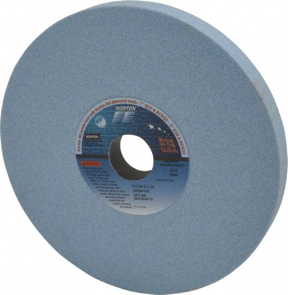 Norton - 8" Diam x 1-1/4" Hole x 3/4" Thick, I Hardness, 60 Grit Surface Grinding Wheel - Ceramic, Type 1, Medium Grade, 3,600 Max RPM, Vitrified Bond, No Recess - Eagle Tool & Supply