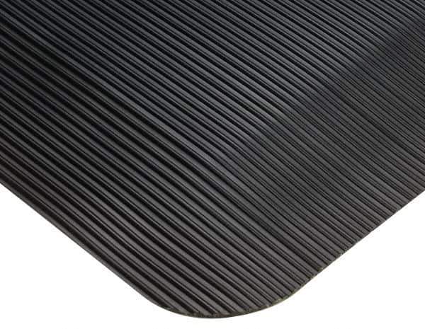 Wearwell - 3' Long x 2' Wide, Dry Environment, Anti-Fatigue Matting - Black, Vinyl with Vinyl Sponge Base, Beveled on 4 Sides - Eagle Tool & Supply